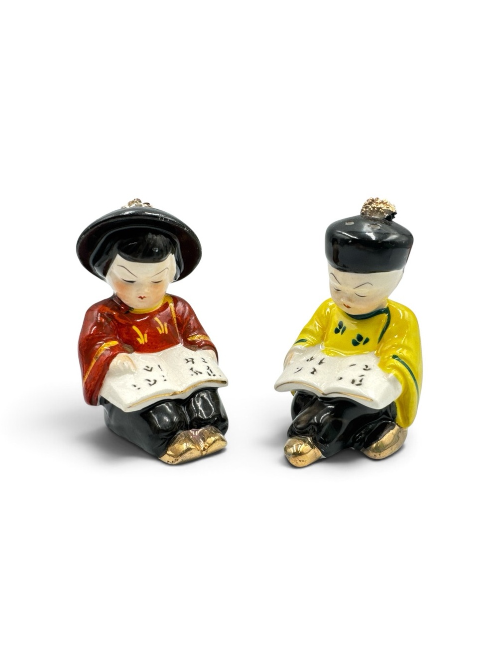 Vintage Japan Asian Children Figural Salt Pepper Shakers Pair 3”